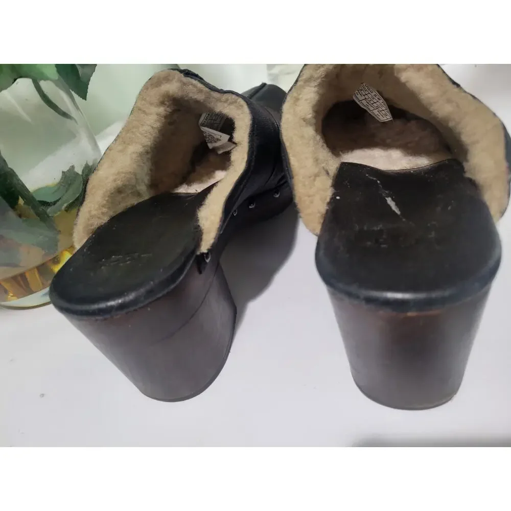 UGG SHEARLING LINED UGG Kassi Clogs Leather Shearling 9 40 Heeled shoes - Picture 5 of 10